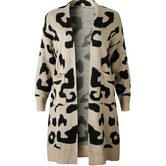 Vestidos open front leopard print duster women’s medium w/2 hip pockets - Picture 5 of 9